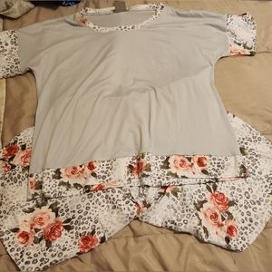 Ink and Ivy cheetah/floral Pajama set Size L